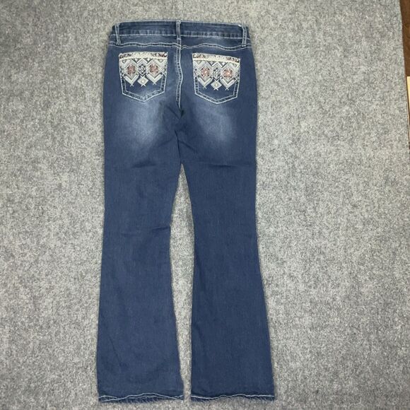 a.n.a. Jeans Womens Size 8 Blue Denim Embroidery Rhinestone Bootcut - Picture 2 of 11